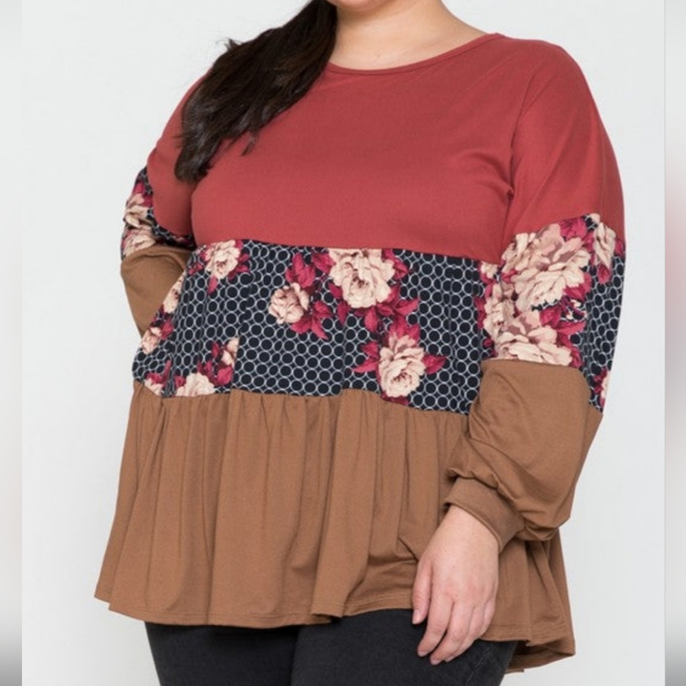 Colorblock Floral Top